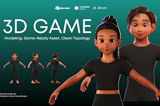 create 3d game characters, 3d character models, 3d sculpts, and lowpoly 3d model
