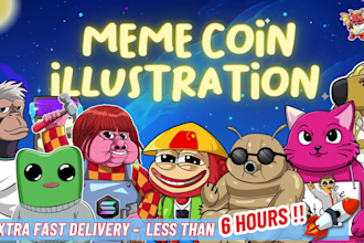 draw funny custom meme coin art for your website and social media