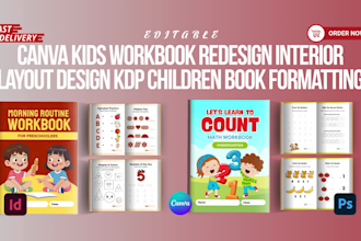 canva kids workbook redesign interior layout design KDP children book formatting
