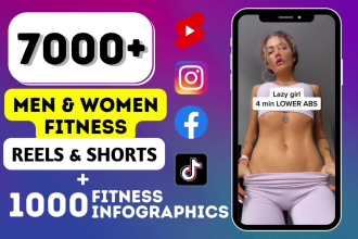 create 7000 gym fitness youtube shorts instagram reels tiktok and infographics