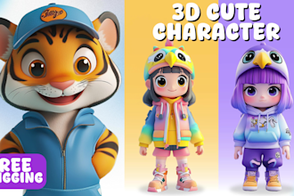 create 3d cute character modeling for mascot, animal, game in cartoon style