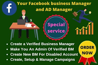 setup verified facebook business manager and account to run an ads campaign