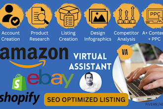be your amazon fba assistant, ebay, and shopify store manager for 4 to 8 hrs