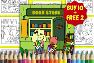 draw coloring page book for children, kids and adult, kdp