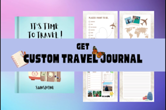 design a minimal, full custom and professional travel planner,journal,diary