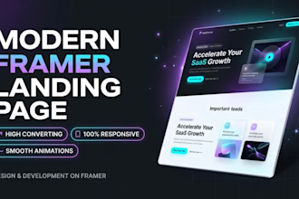design a modern framer landing page or responsive framer website