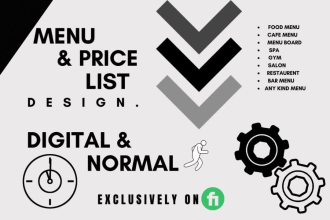 digital restaurant food menu board  design for static tv