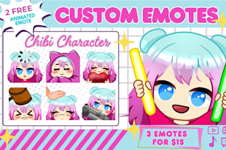 draw you a cute twitch custom chibi emote