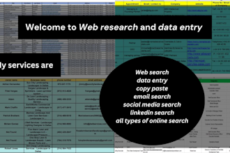 be virtual assistant for web research, data entry, verified email marketing