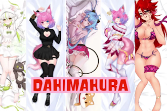 design custom dakimakura body pillow fanart vtuber oc nsfw sfw in anime style