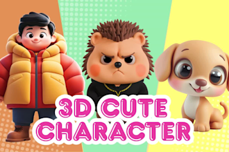 create cute 3d character modeling for games, mascots, and 3d printing