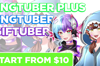 custom pngtuber, giftuber, pngtuber plus, veadotube in chibi anime vtuber style