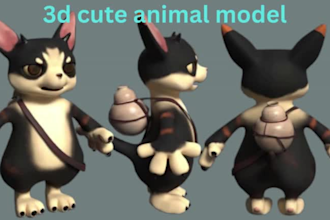 create cute 3d model, 3d animal model, 3d cartoon, character model in blender