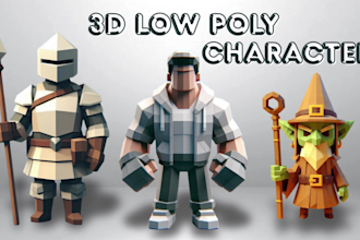 create modeling 3d low poly character ready for game asset, animation, and other