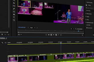 professionally edit concert or multicam footage up to 8 camera angles