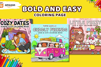 draw bold and easy line art drawing for coloring book pages