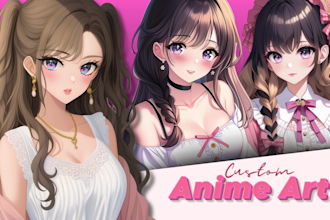 draw custom anime character for vtuber, fanart, pfp or illustration
