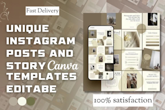 design unique 30 instagram posts story canva templates editable