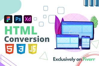 convert psd to html  figma to html css responsive bootstrap xd to html