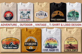 do vintage, adventure, outdoor, and graphic bulk tshirt design
