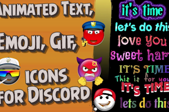 make unique animated text, animated emoji, gif, custom emoji for discord