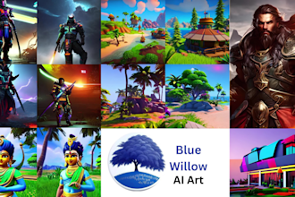 create ai generated art by using blue willow and midjourney