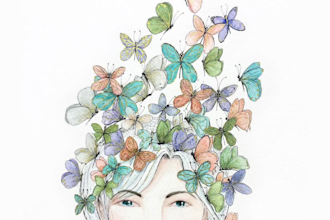 create album cover or book cover illustration in watercolor