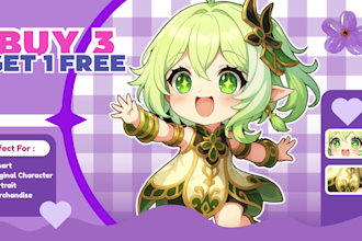 create cute chibi character for your oc, fanart in anime style
