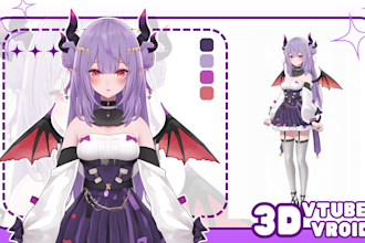 create 3d character for 3d vtuber, vrchat, rigging, 3d model, vroid and 3d vroid