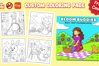 draw bold and easy coloring pages kids and adults for KDP