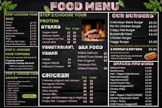 create a digital menu or food menu for restaurants and cafes