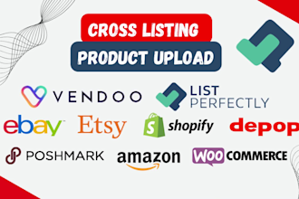 do cross listing on ebay, etsy, shopify, other through vendoo and list perfectly