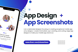 do creative mobile app ui ux design, app screenshots