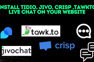 install tidio, jivo, crisp ,tawkto live chat on your website