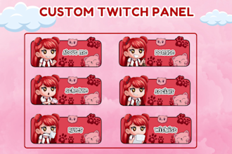 create awesome custom twitch panel with chibi style for you