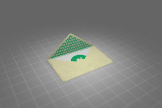 create an animated postcard with a 3d envelope and a message