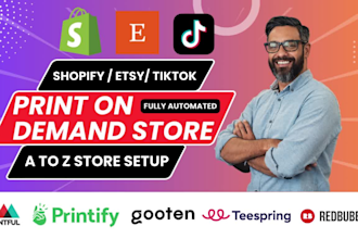 do shopify etsy tiktok print on demand store or website using printful, printify