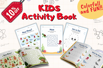 draw kids activity book, worksheets, coloring pages for amazon KDP