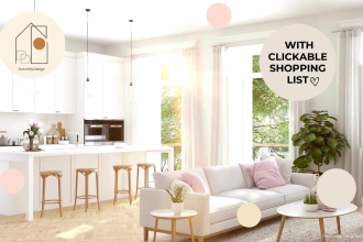 create an interior decorating plan with shopping list and 3d renders