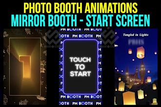 design photobooth start screen animation and 360 overlays