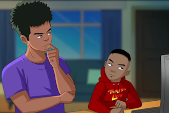 do 2d animation, 2d kids, 2d character sheet, 2d cartoon music video, nft