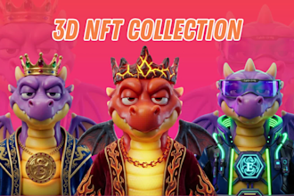 create high quality 3d nft character art in cartoon or realistic style