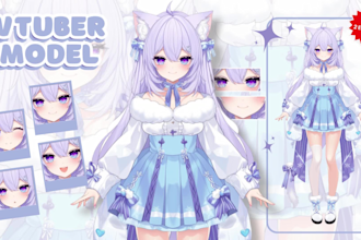 draw custom vtuber model character with anime style for stream and ready to rig
