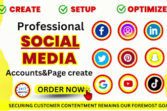 create and set up facebook pages and all social media accounts