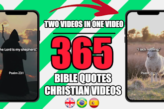 create 365 bible quotes christian videos shorts, reels, tiktok with logo