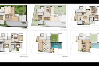 redraw, color and render house plans in photoshop for real estate developer