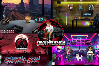 design perfect custom stream overlay, twitch scene, panels and kick logo