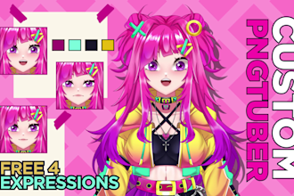 design pngtuber model 2d vtuber character in anime style for stream