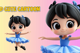 create 3d cute characters, animals, cartoon modeling mascot or 3d print for toy