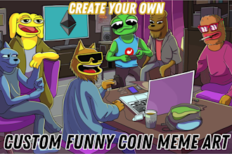 draw custom funny crypto meme coin art for your memecoin website, social media